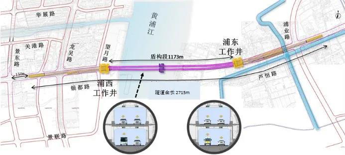 江浦路越江隧道平面图图片